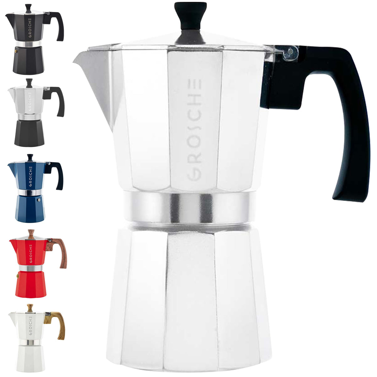 GROSCHE Milano Moka Pot body view for durable stovetop espresso brewing