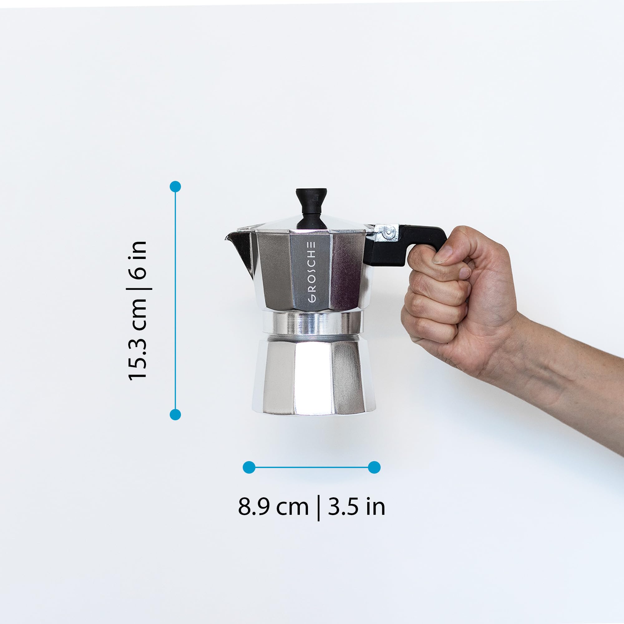 GROSCHE Milano Moka Pot ideal for Greek Greca coffee and creative brews