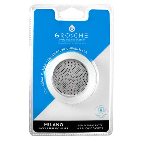 GROSCHE Milano silicone gasket three seals for a snug, spill-free moka pot.