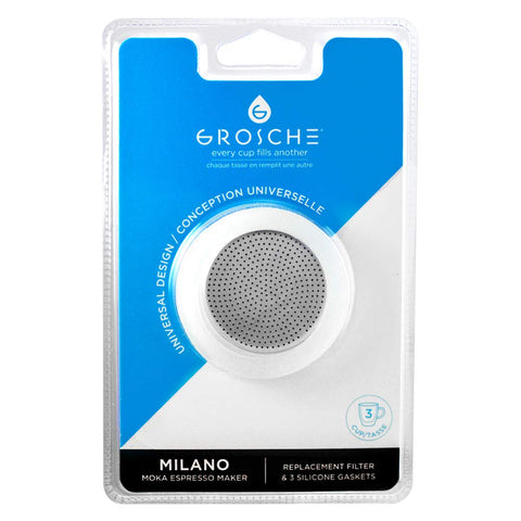 GROSCHE Milano silicone gasket trio ensures secure, consistent espresso extraction.