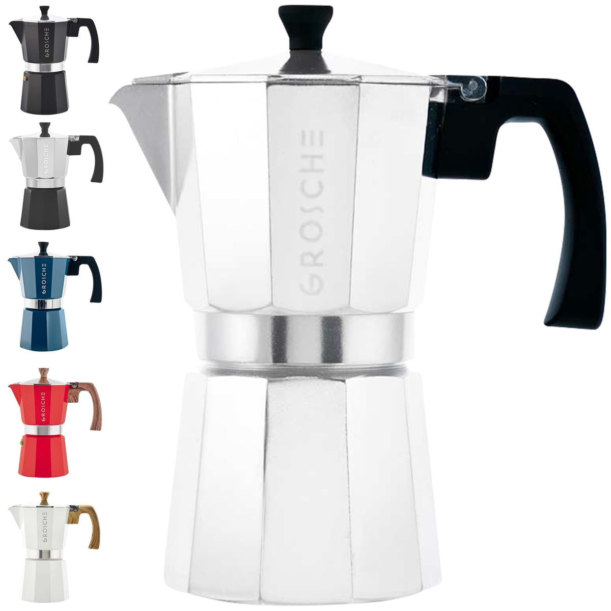 GROSCHE Milano Moka Pot on stove brewing rich espresso