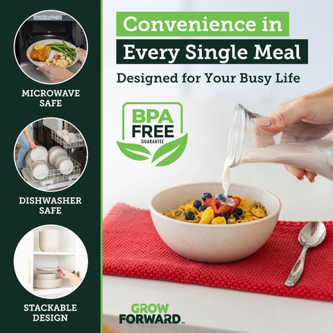 Grow Forward eco-friendly dinnerware reduces waste and energy use