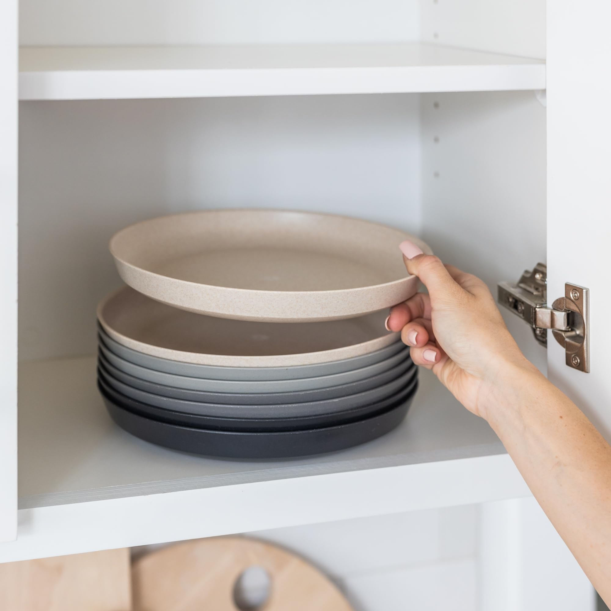 Grow Forward 10-inch Moonlight plates are ideal for outdoor dining.