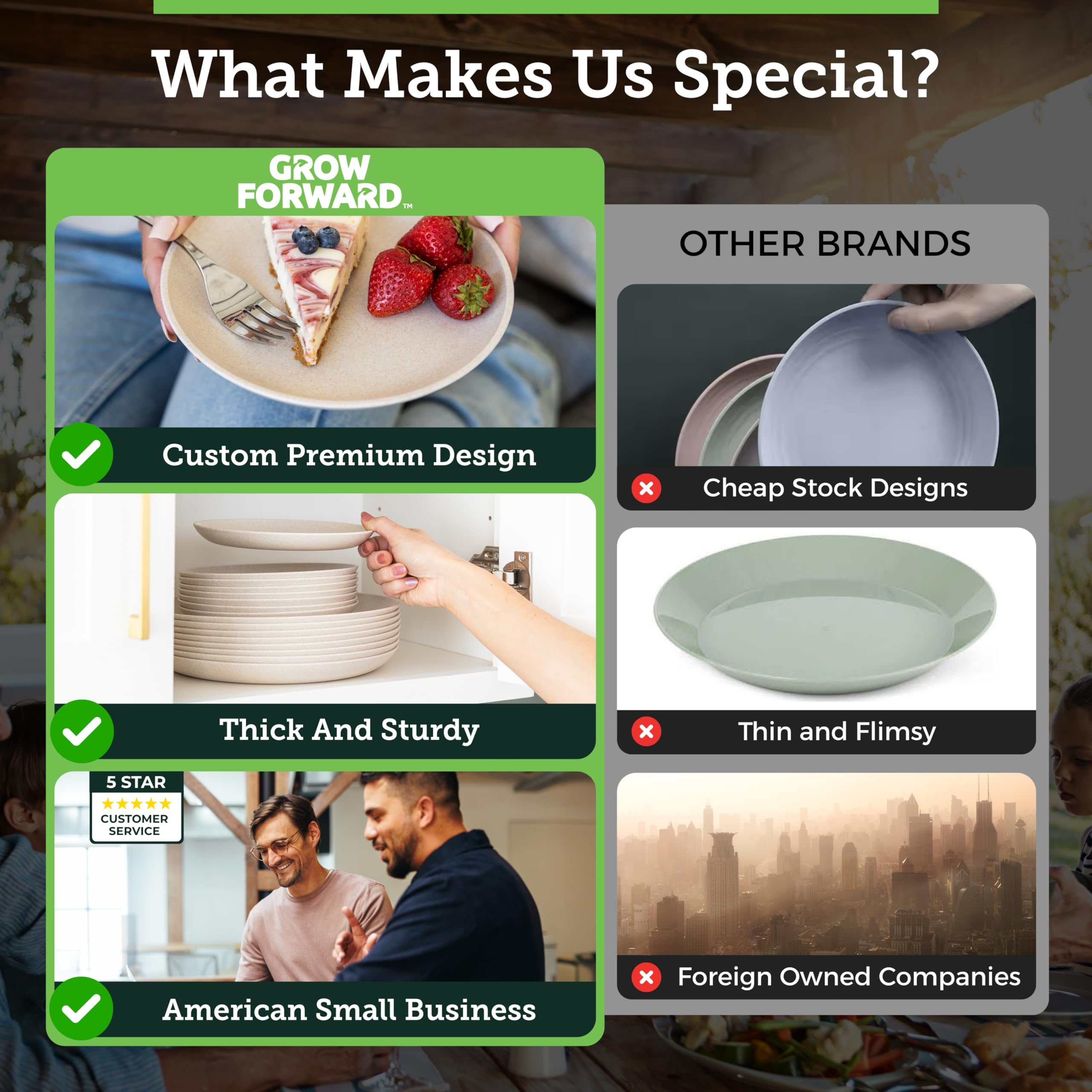 Grow Forward outdoor-friendly dishware set for patio and camping use