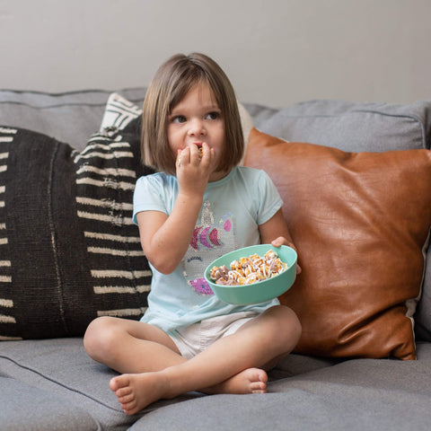 Grow Forward rainforest bowls offer a stable base for tiny hands during meals.