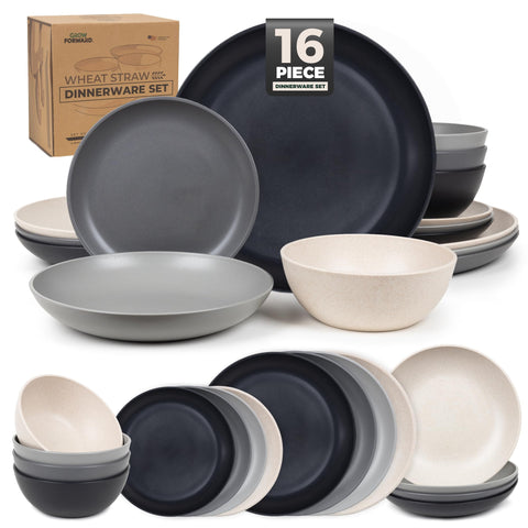 Grow Forward Moonlight wheat straw dinner plate—unbreakable and lightweight for outdoor dining.