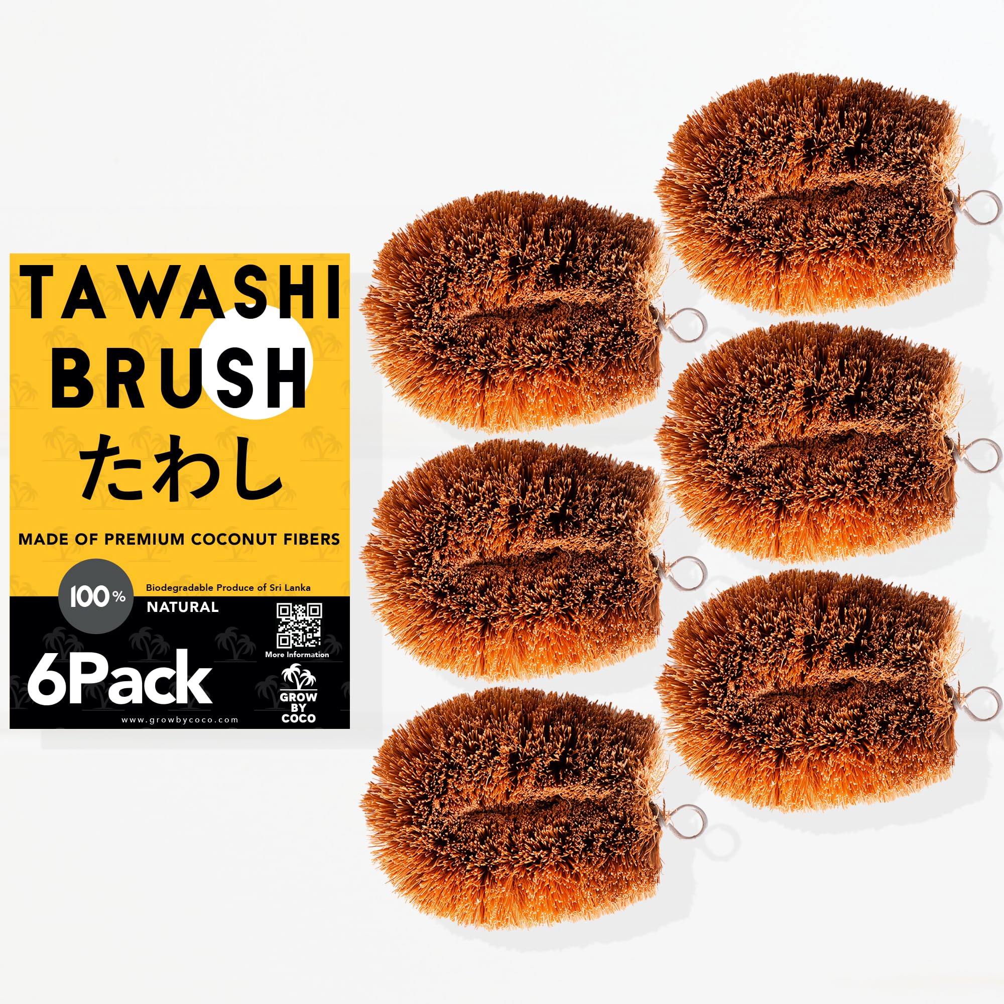 GrowByCoco Kamenoko-design tawashi set for sustainable kitchen care.