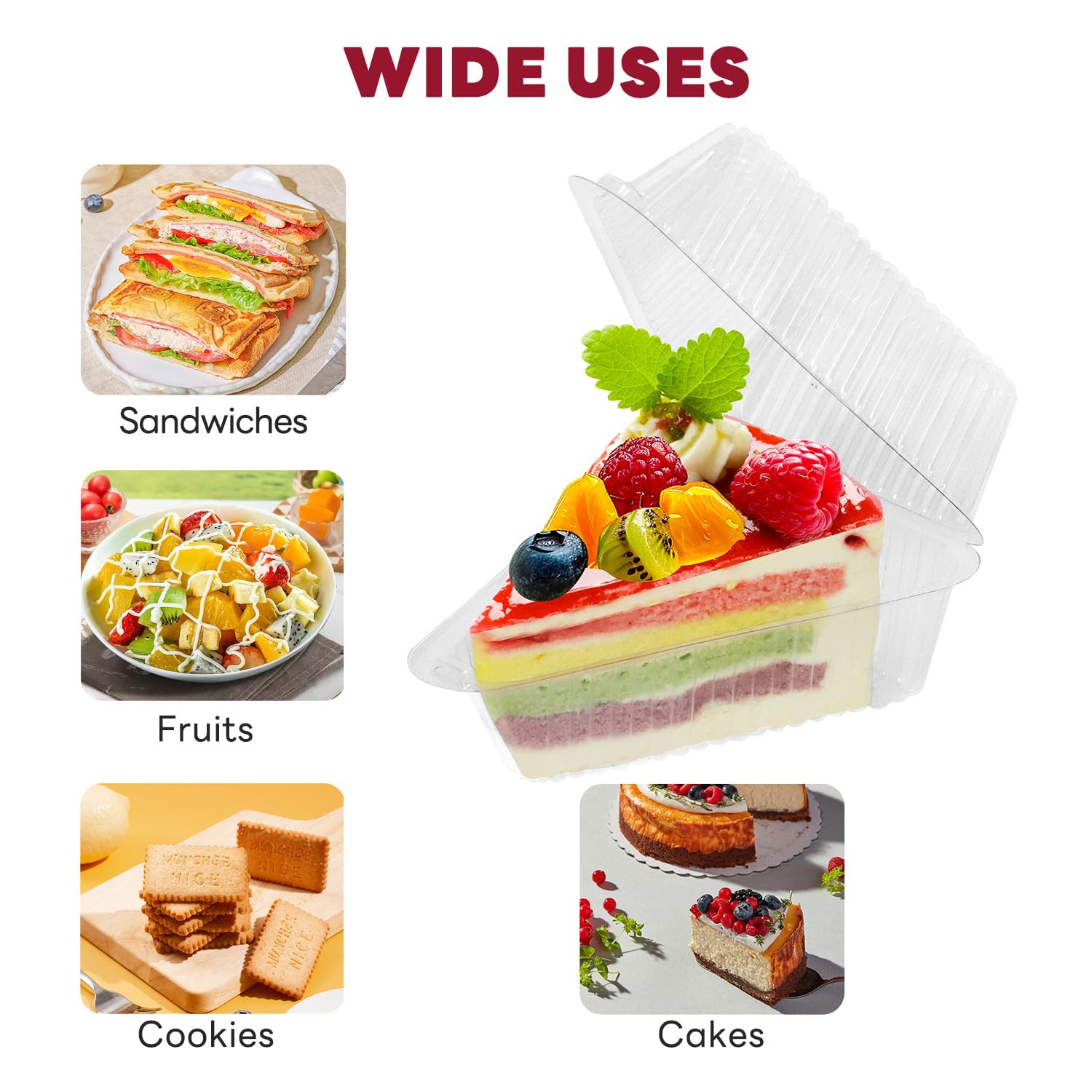 GRWJHUM cafe dessert containers suitable for packaging cakes, slices, or mousses.