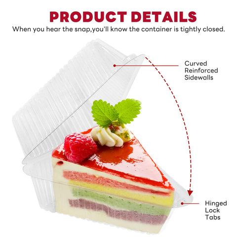 GRWJHUM leakproof cake slice container with tall lid keeps toppings intact during transport.