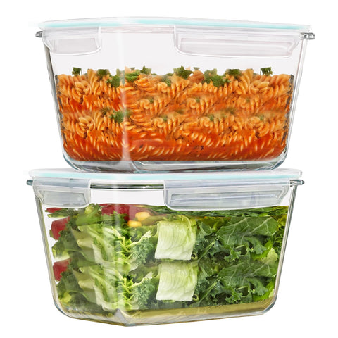 GRZJOPP 88Oz two-piece glass storage containers with locking lids for organized meal prep