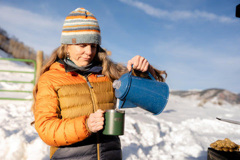 GSI Outdoors Percolator disassembles easily for quick cleaning after outdoor use