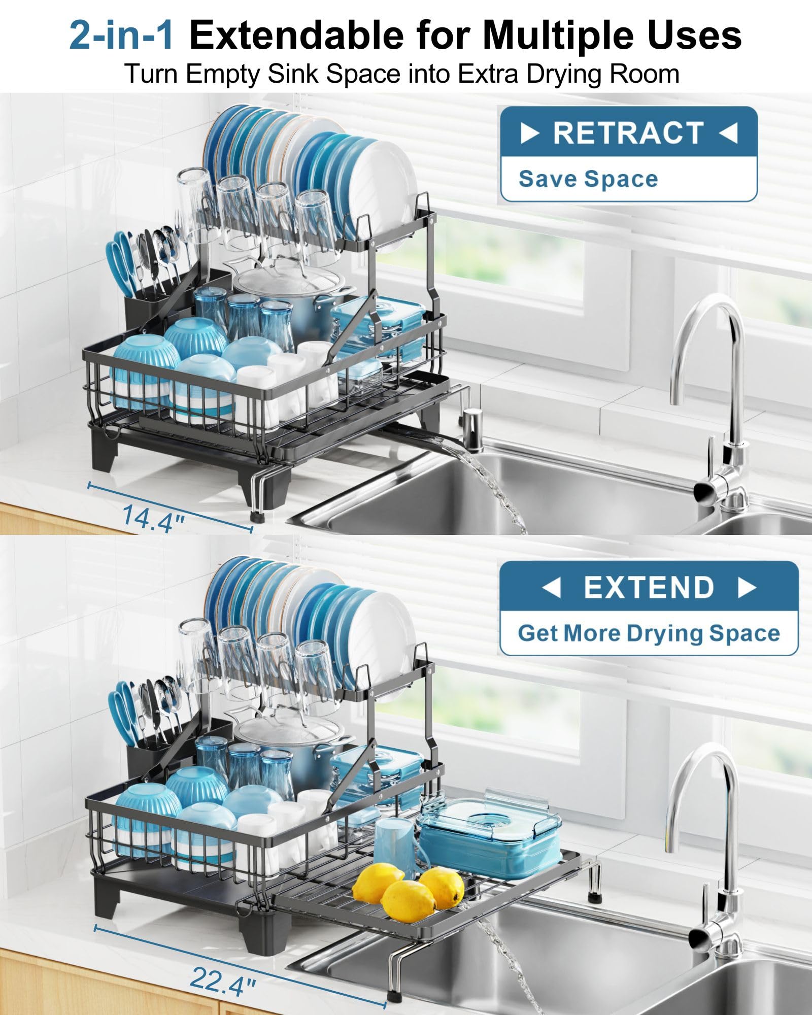 GSlife dish rack with drainboard channels water into sink