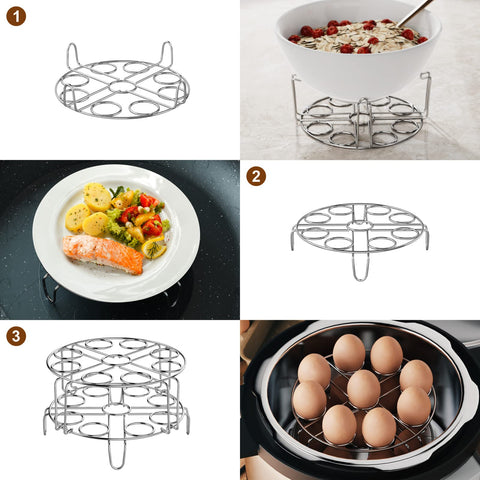 GSlife rack holding 18 eggs in stacked configuration for efficient steaming.