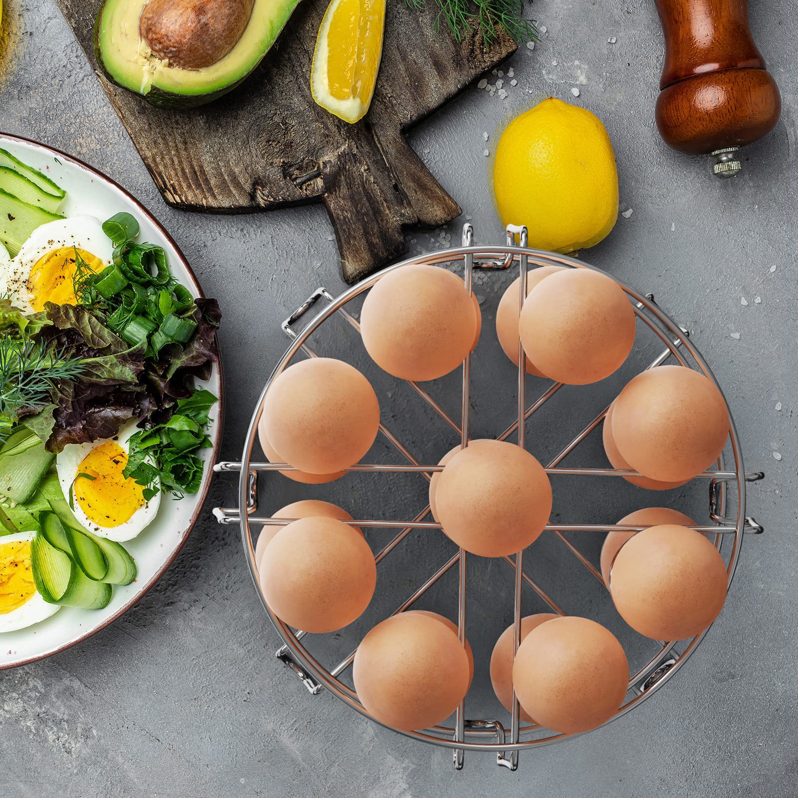 GSlife Egg Steamer Rack inside 8-quart pot demonstrates stackable design for eggs.