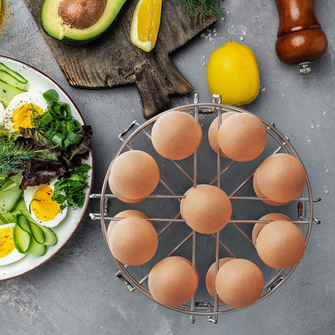 GSlife Egg Steamer Rack inside 8-quart pot demonstrates stackable design for eggs.