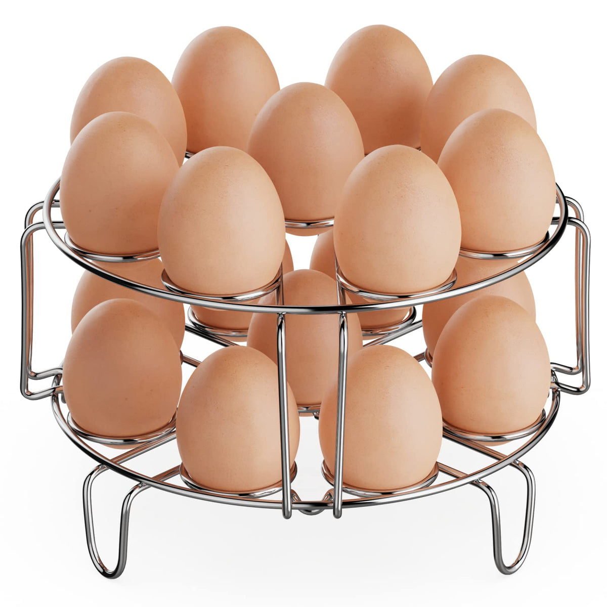 GSlife Egg Steamer Rack top view in an 8-quart pot, showing egg capacity.