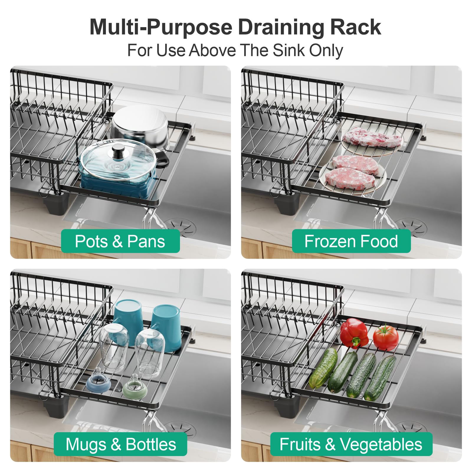 GSlife Extendable Dish Rack easy snap assembly and detachable parts