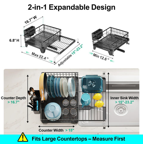 GSlife Extendable Dish Rack with Pan Slots keeps pans separated and protected