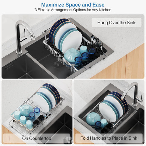 GSlife in-sink drying rack extendable for larger capacity and organized counter space.