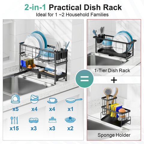 GSlife 360° drainage system draining onto the countertop efficiently.
