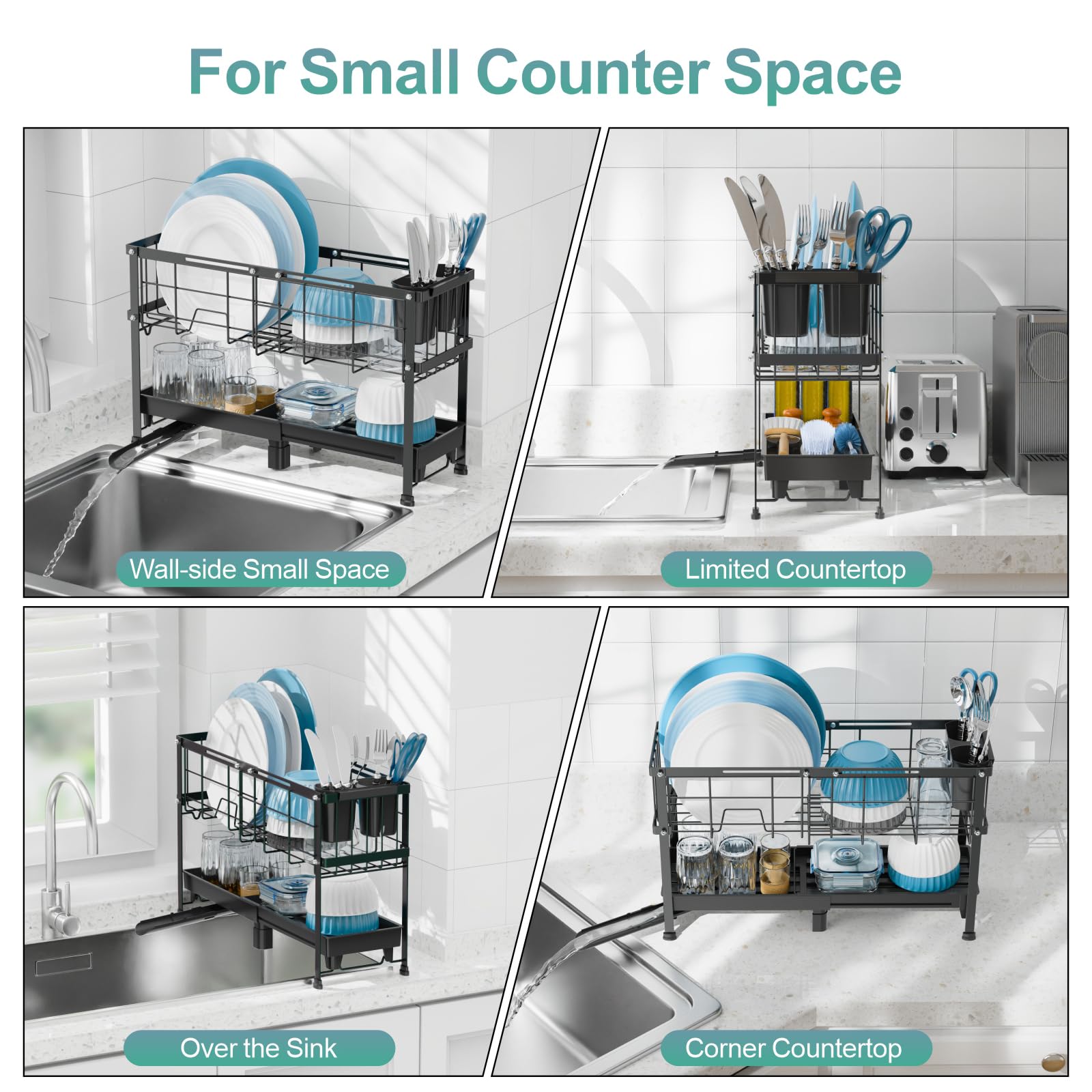 GSlife expandable rack fitting beside a sink for flexible setup.