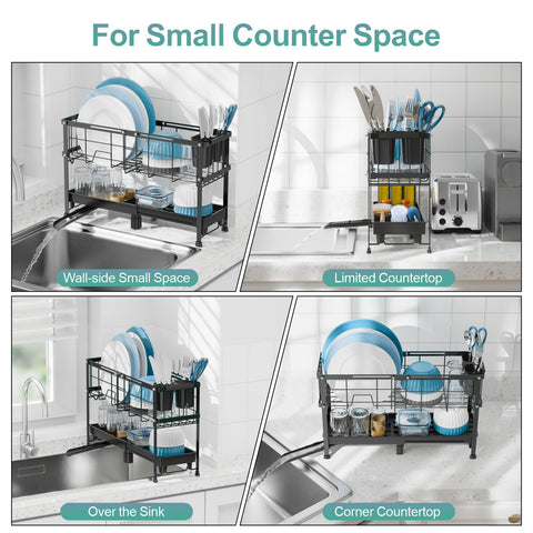 GSlife expandable rack fitting beside a sink for flexible setup.