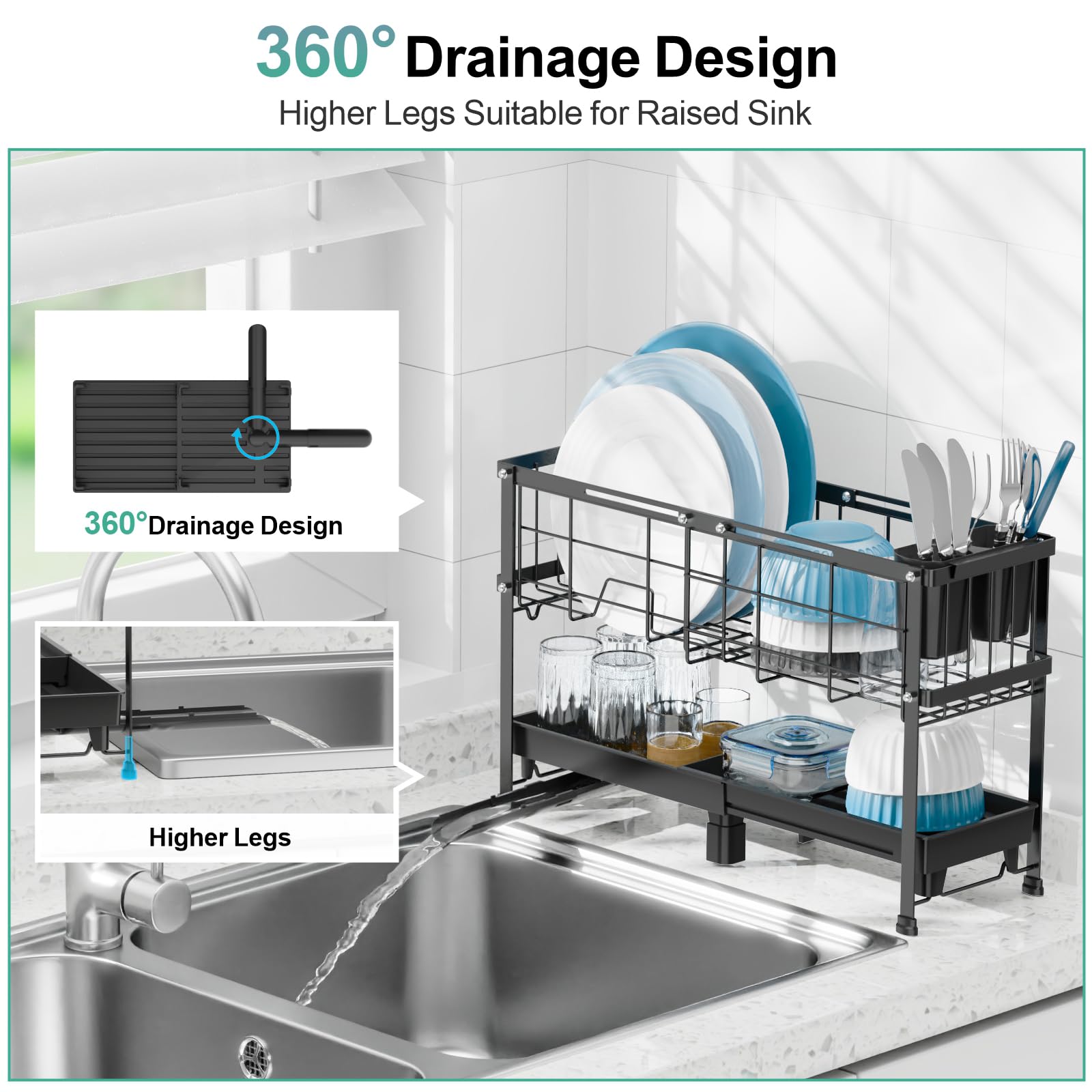 GSlife dish rack in an RV kitchenette showing space-saving use.