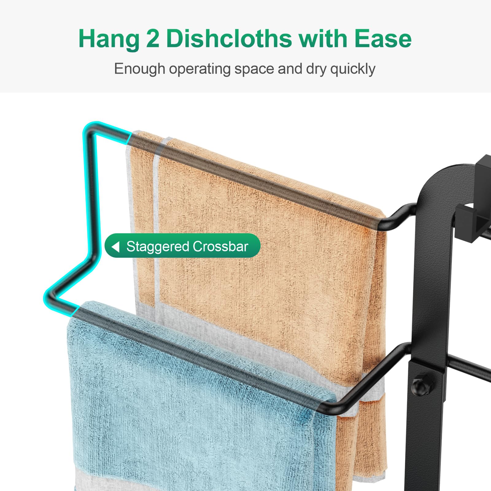 GSlife sink caddy sponge holder and brush hooks keep tools organized.