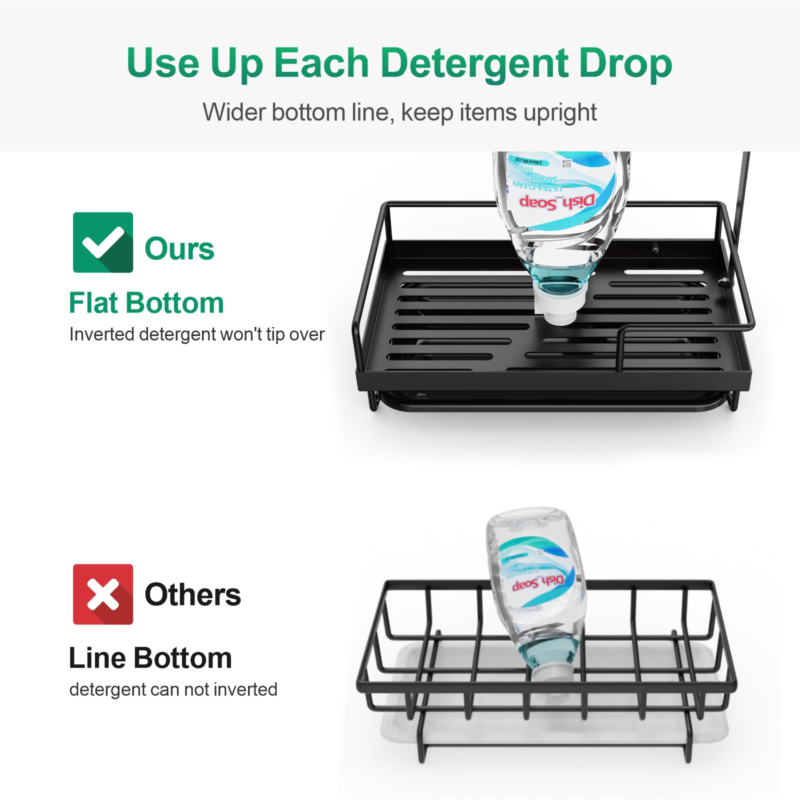 GSlife sink caddy towel bar holds two rags for fast drying.