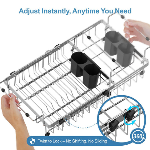 GSlife space-saving kitchen rack keeps countertops clear after washing.