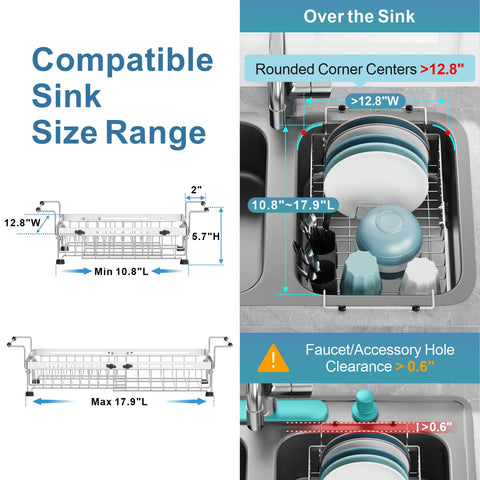 GSlife stainless steel dish drainer one-piece design resists rust for long-term use.
