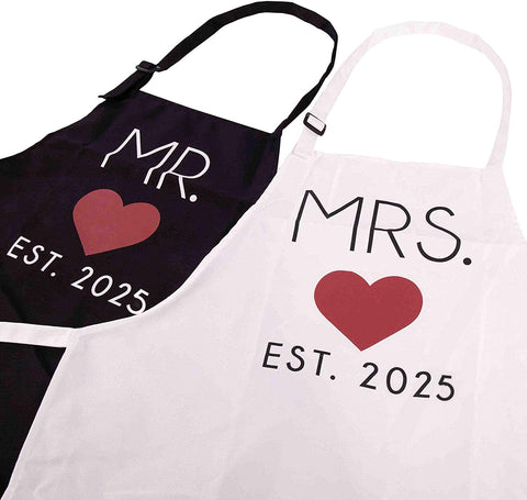 GSM Brands Mrs. Est. 2025 apron protects outfits with a charming vibe.