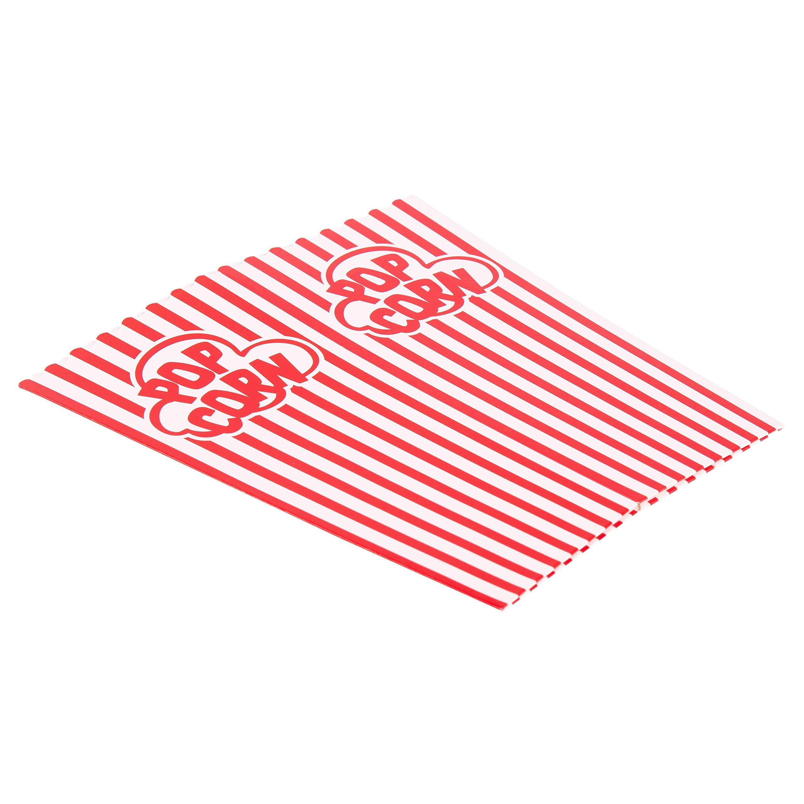 GSM Brands striped popcorn container suitable for home theater movie nights.