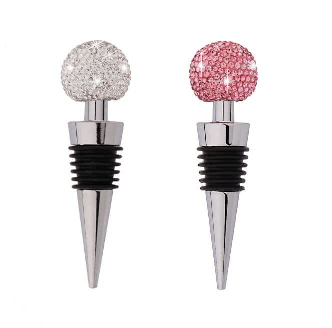 GSRYPC bling crystal wine stopper in silver pink adds elegant dining flair