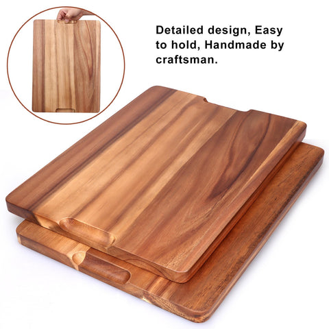 Gtencemen Acacia board with knife-friendly surface preserves blade edge while chopping