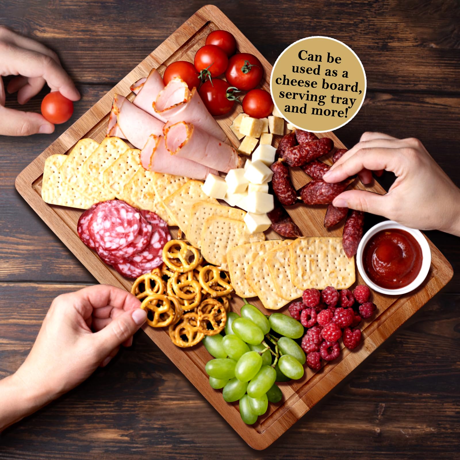 Gtencemen Acacia wood cutting board double-sided flat surface for versatile tasks