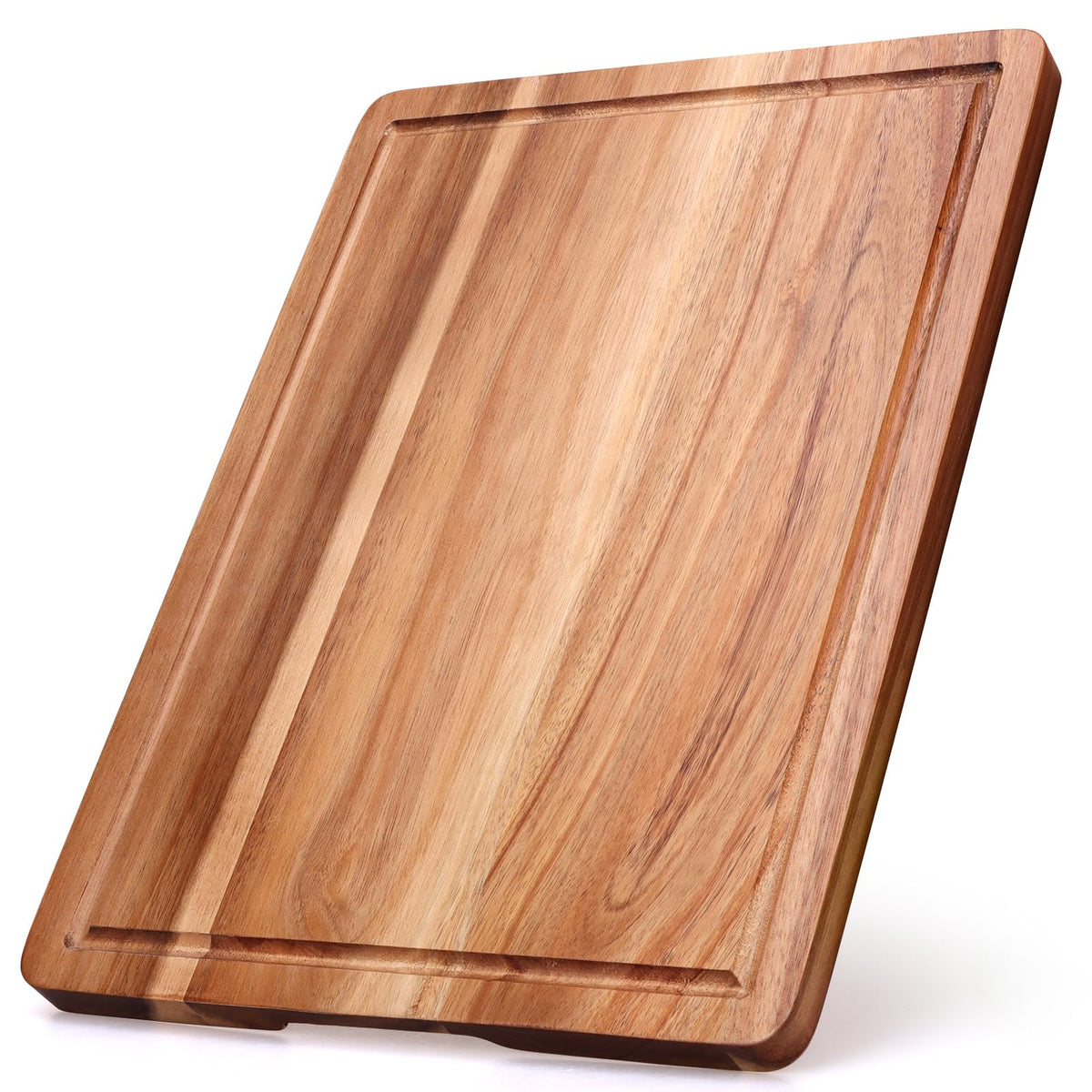 Gtencemen Acacia cutting board with side handle and juice groove for mess-free meat prep