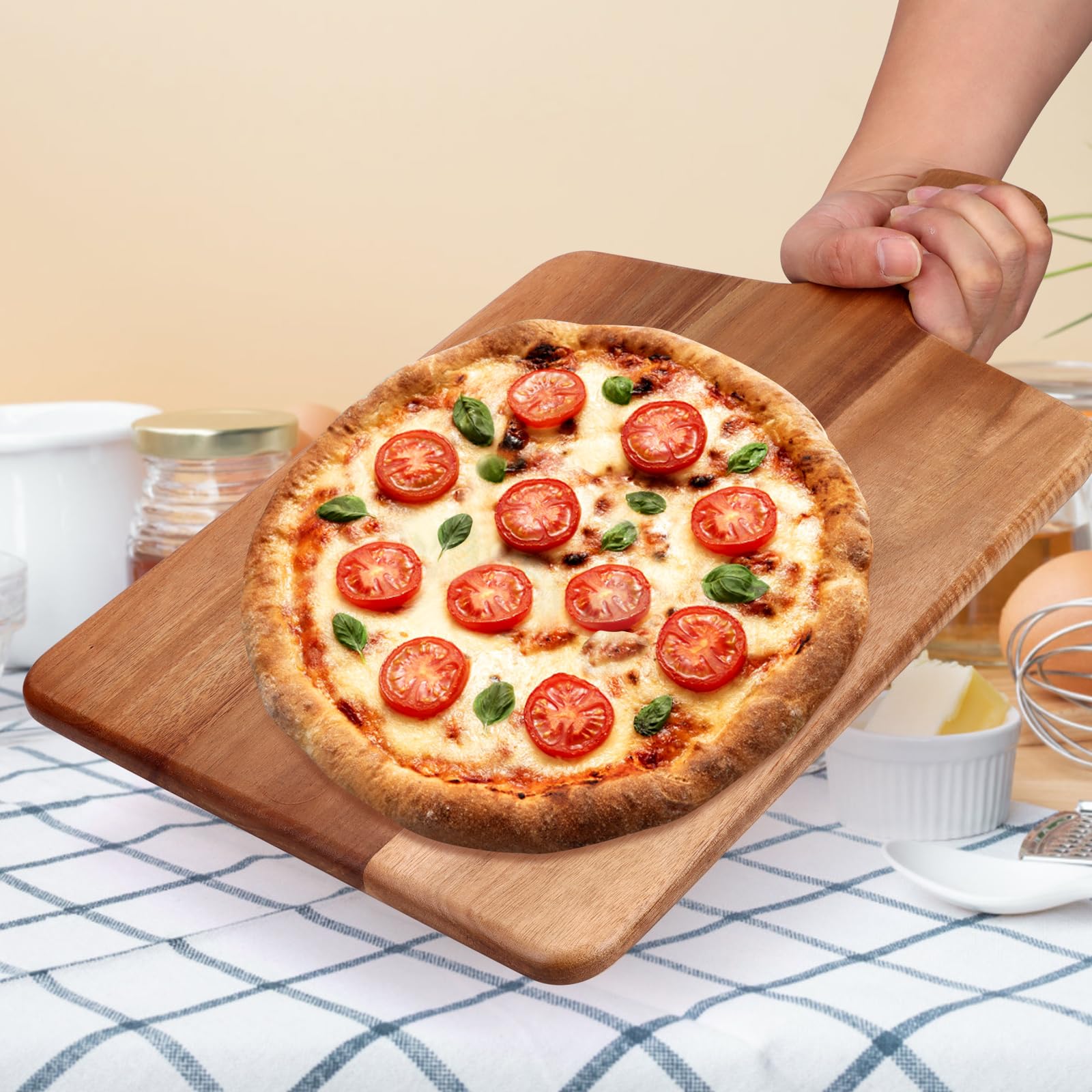 Gtencemen cutting board with hanging hole for easy hook storage and display.