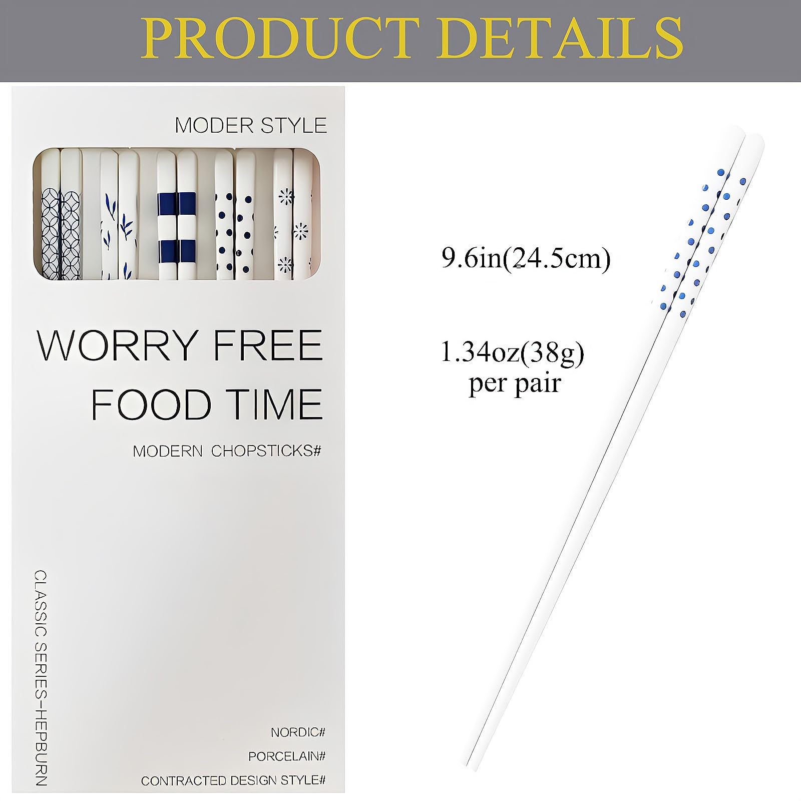 GTIEDIK table setting shows blue porcelain chopsticks for stylish meals