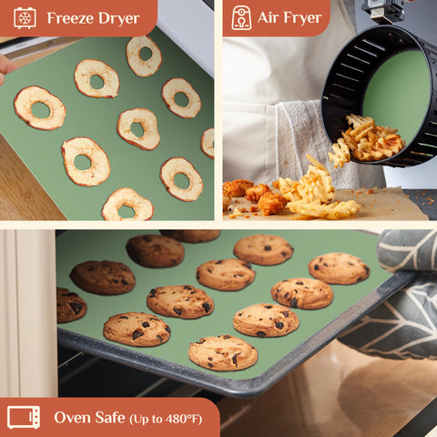 GTJ heat-resistant baking mat endures -40°F to 480°F for oven and freezer use.