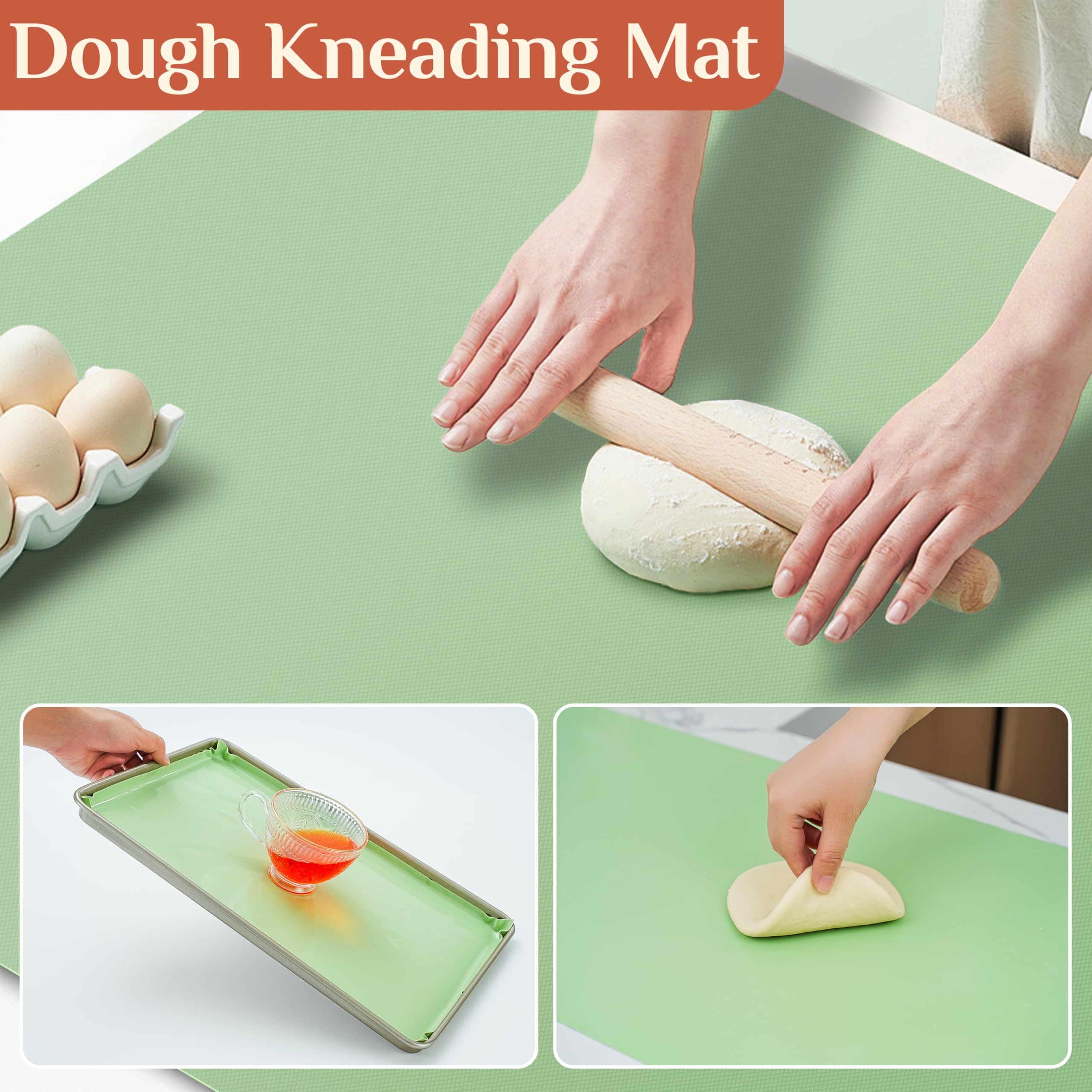 GTJ non-slip silicone mat stays put on counters during prep.