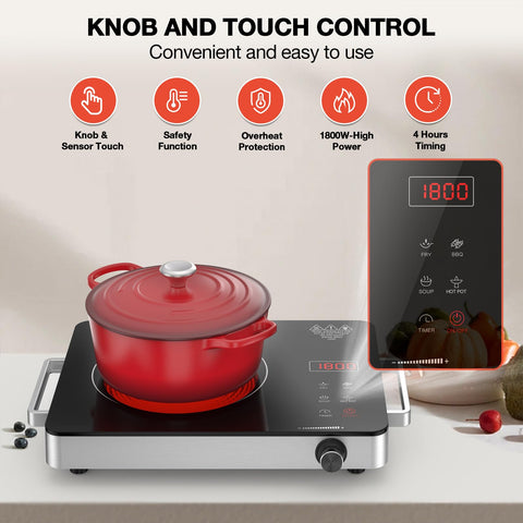 GTKZW electric cooktop 110V plug for quick, plug-and-play setup.