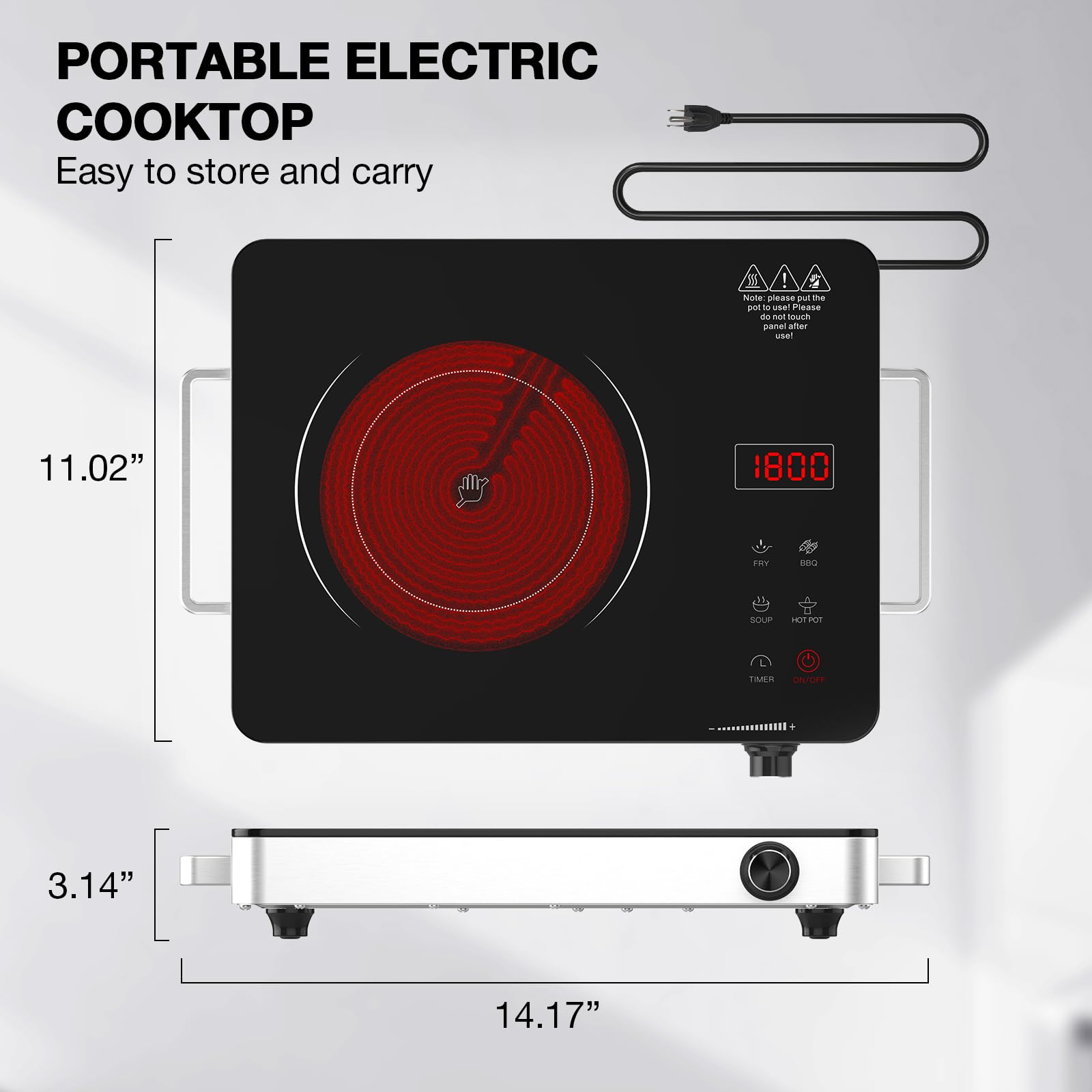 GTKZW electric cooktop compact dimensions save counter space in small kitchens.