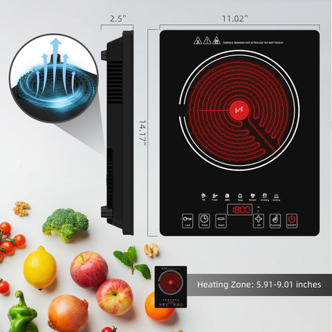 GTKZW Electric Cooktop control panel with intuitive LED touch for precise control.
