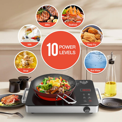 GTKZW electric cooktop easy-clean surface simplifies spill cleanup.