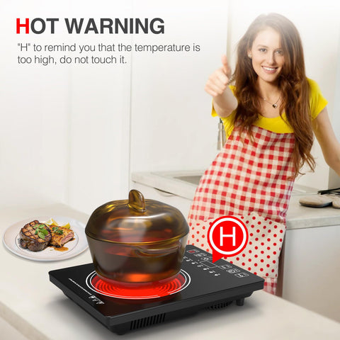 GTKZW Electric Cooktop surface features a scratch-resistant ceramic top easy to wipe.