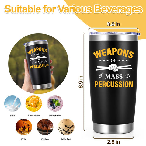 Gtmileo durable stainless steel drummer tumbler resists dents and rust.