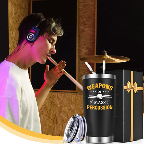 Gtmileo musician gift drummer tumbler black supports hydration during gigs.