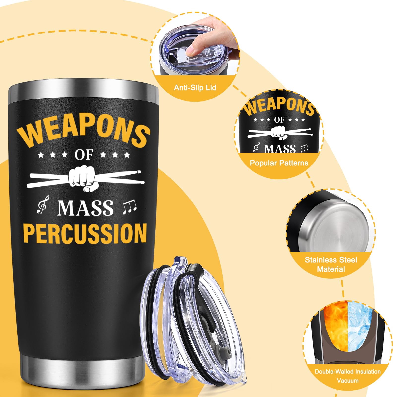 Gtmileo travel-friendly drummer tumbler keeps drinks ready between rehearsals.