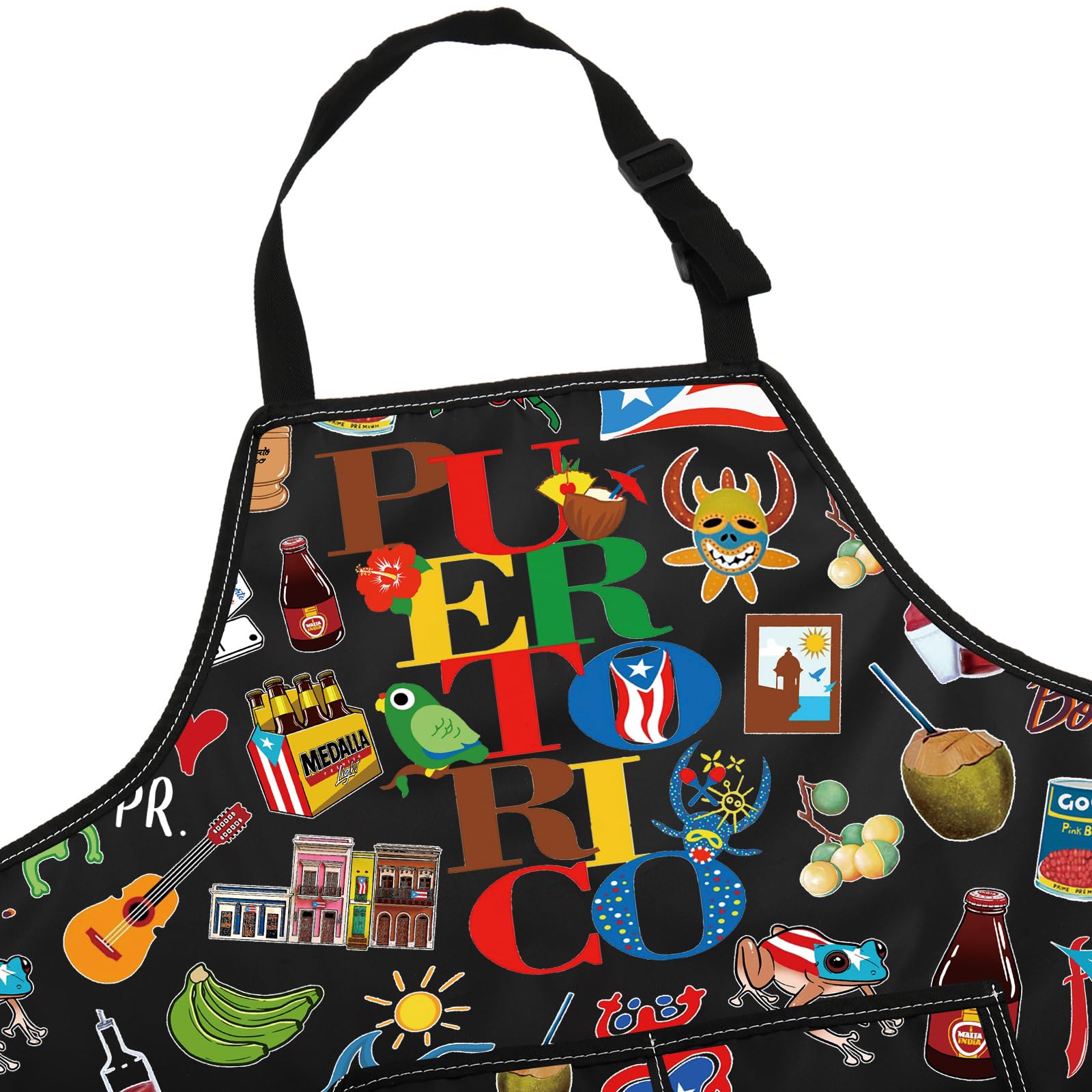 G2TUP Puerto Rico cooking apron adjustable-neck ensures comfortable fit.